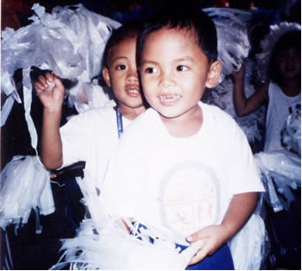 Two children acting in a play